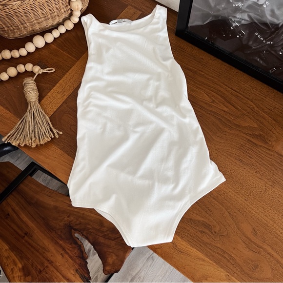 SOFT WHITE HIGH NECK BODYSUIT #0370 - Picture 1 of 7